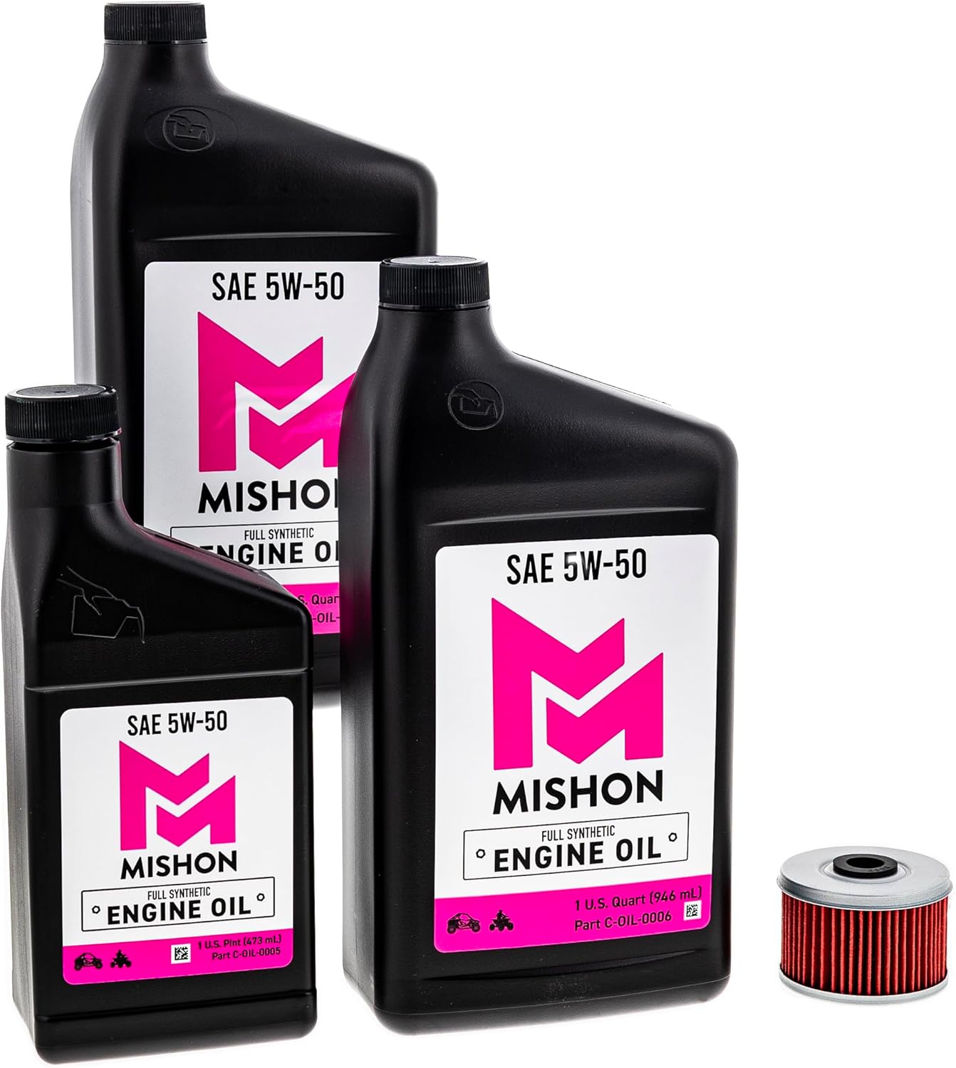 MISHON Engine Oil Change Kit for Polaris Predator 500 5W-50 Full-Synthetic (2003)