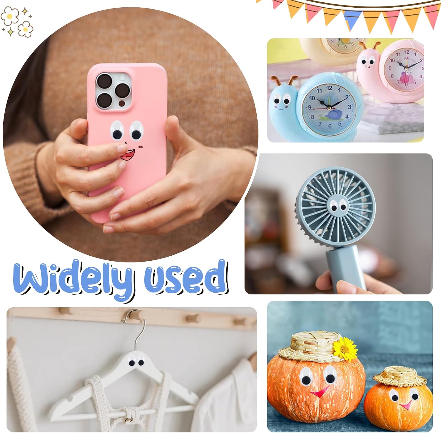 TOAOB 150pcs Oval Googly Wiggle Eyes Self Adhesive Assorted Sizes Small | Wiggle Eye Plastic Craft Sticker Eyes for DIY Crafts Scrapbooking Decoration