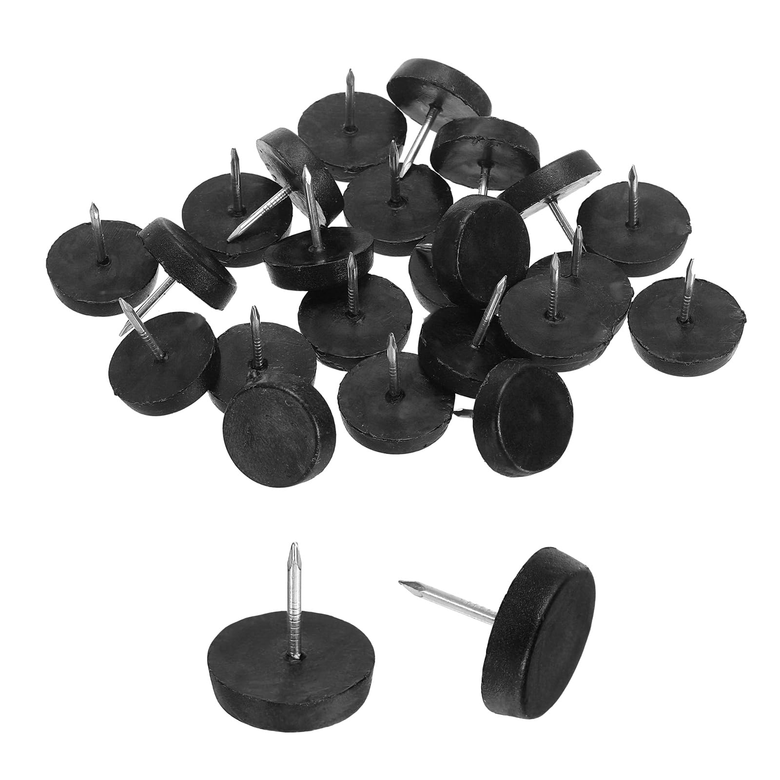 sourcing map 25Pcs Furniture Sliders, 20mm Round Plastic Furniture Glides Nail-on Pads, Hardwood Floor Protectors for Chair, Table, Desk, Cabinet Leg, Black