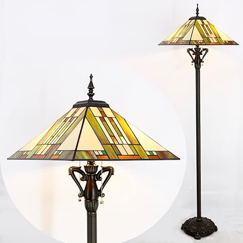 Vista 40 de Tiffany Lámpara de pie Tulipán Flor Misión Estilo Vidrieras Luz de lectura de pie 16X16X64 Pulgadas flor ((Tulip Flower)