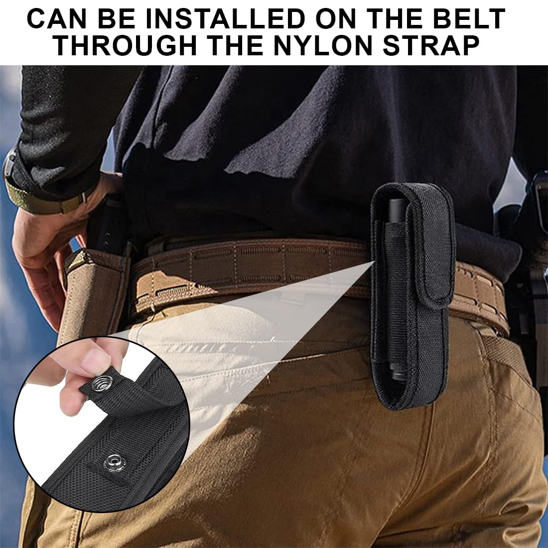 JEYORZY Nylon Taschenlampe Holster, geeignet für Outdoor Aktivitäten wie Jagd, Camping und Wandern - Passend für 140mm Taschenlampen