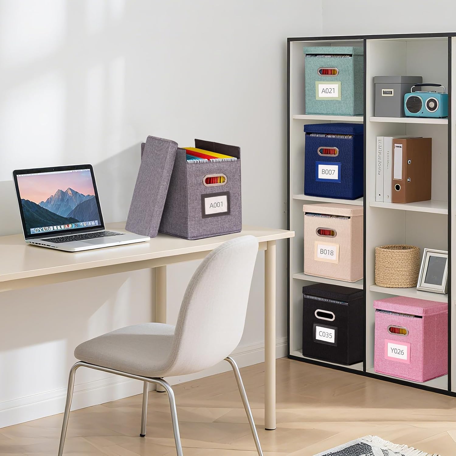 ComfortKeeper ハンギングファイルフォルダーオーガナイザー 蓋付き レターサイズ ファブリックファイル収納ボックス 折り