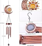 Solar Wind Chimes with LED Light-Outside Moon Sun Lighted Waterproof Wind Chime for Garden, Tree, Patio Hanging Ornament