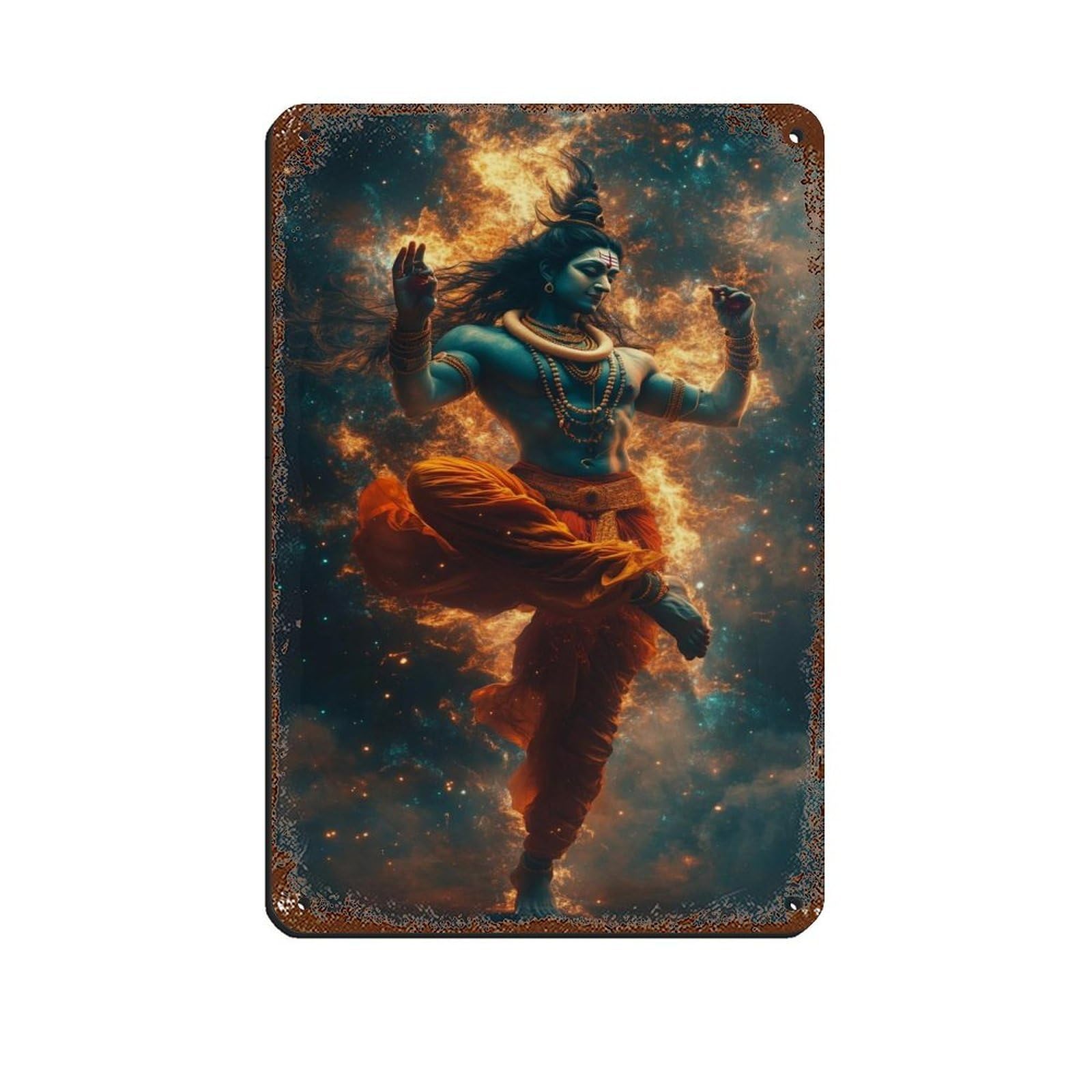Cosmic Dance of Lord Shiva– Nataraja Tandava Pose Retro Poster Metal Tin Sign Chic Art Retro Iron Painting Bar People Cave Cafe Family Garage Poster Wall Decoration 8x12inch(20x30cm)