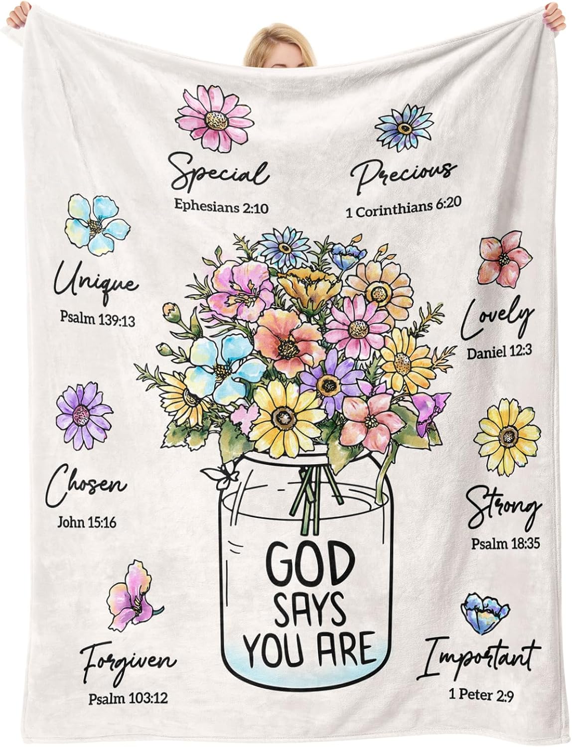 Christian Gifts for Women, Christian Blanket with Flowers, Christmas Best Gifts for Women, Faith Birthday Blanket for Women, Inspiration Encouragement Religious Gifts, Mothers Day Easter Nourish Soul Christian Gifts for Women 50" x 60"