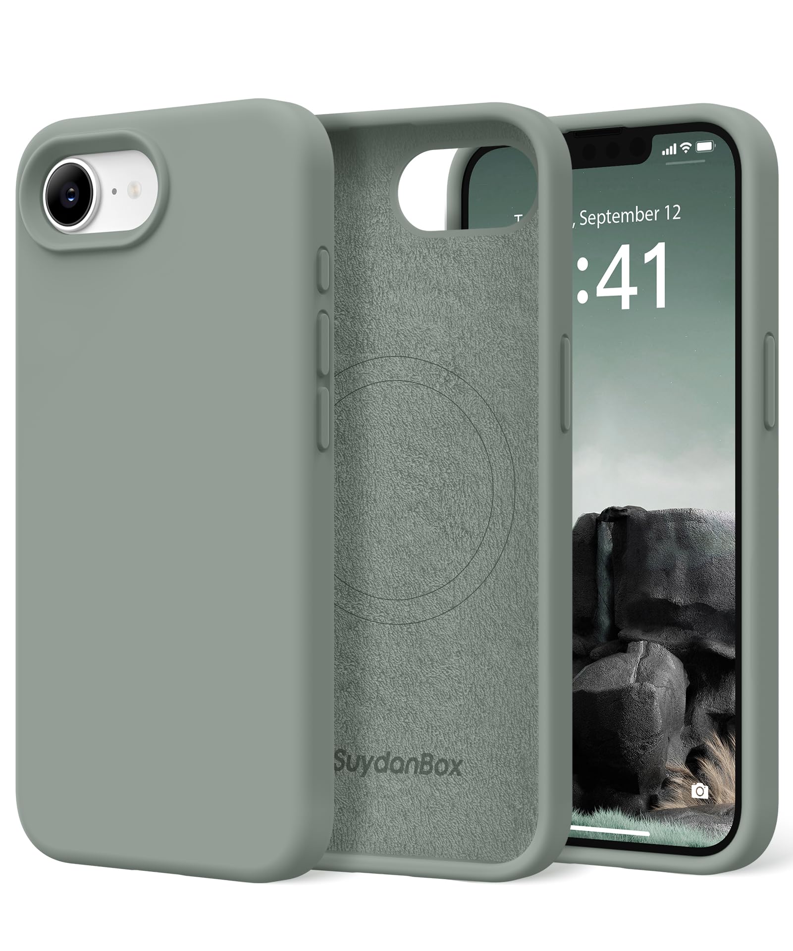 Magnetic for iPhone 17e/iPhone 16e Case Silicone Calke Green