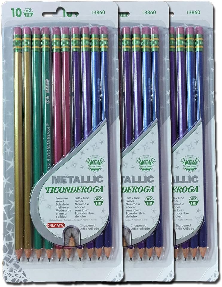 Dixon Ticonderoga Metallic Wood-Cased #2 2HB Pencils, Pre-Sharpened, 30 pack, 13860