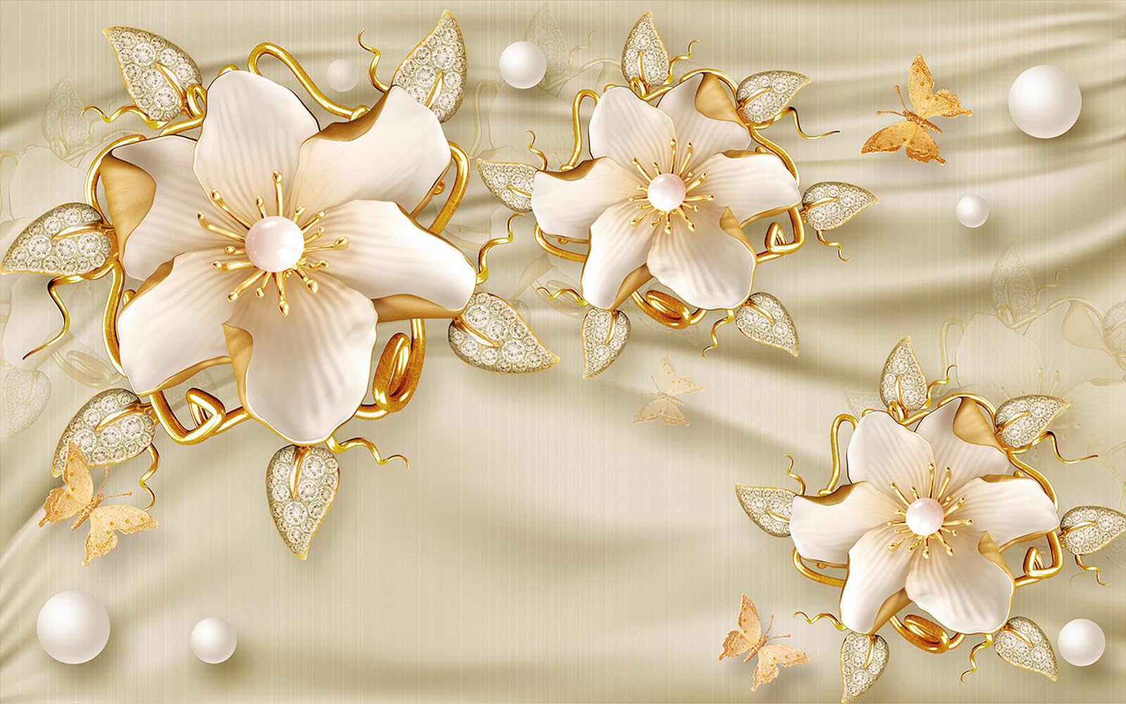 Papier peint panoramique fleurs 3D Lumalea pour salon