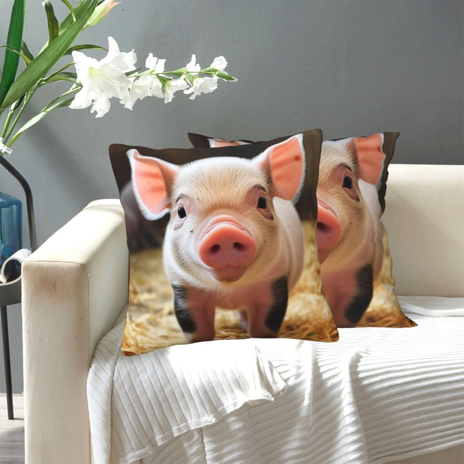 FekiLoot Decorative Throw Pillow Covers Modern Farmhouse Pillowcase Double Sided Cozy Cushion Cover for Sofa Couch Bed 18"X18" Smiling