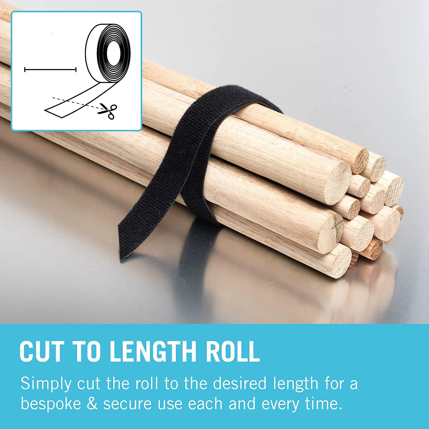 VELCRO Brand ONE-WRAP Rolka taśmy typu back-to-back, czarna, wielokrotnego użytku, do zarządzania kablami i wiązania, standard 25 mm, wytrzymała 50 mm, bardzo szeroka, 107 mm, wytrzymała (50 mm x 2 m)