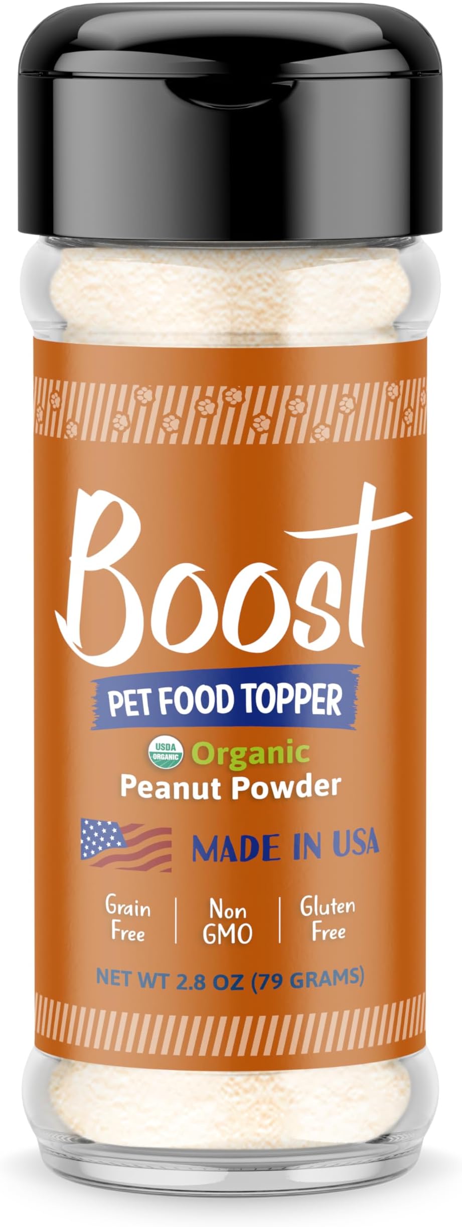 Raw Paws Boost Pet Food Topper Organic Peanut Powder, 2.8oz Made in