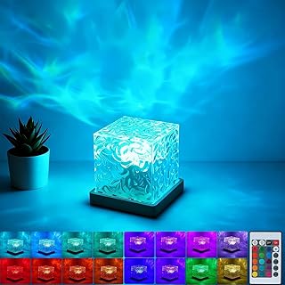 Aurora Ocean Wave Lights Projector Corded,16 Colors Changing Light Touch Dimmable Mood Lighting, Remote Crystal Night Lamp...