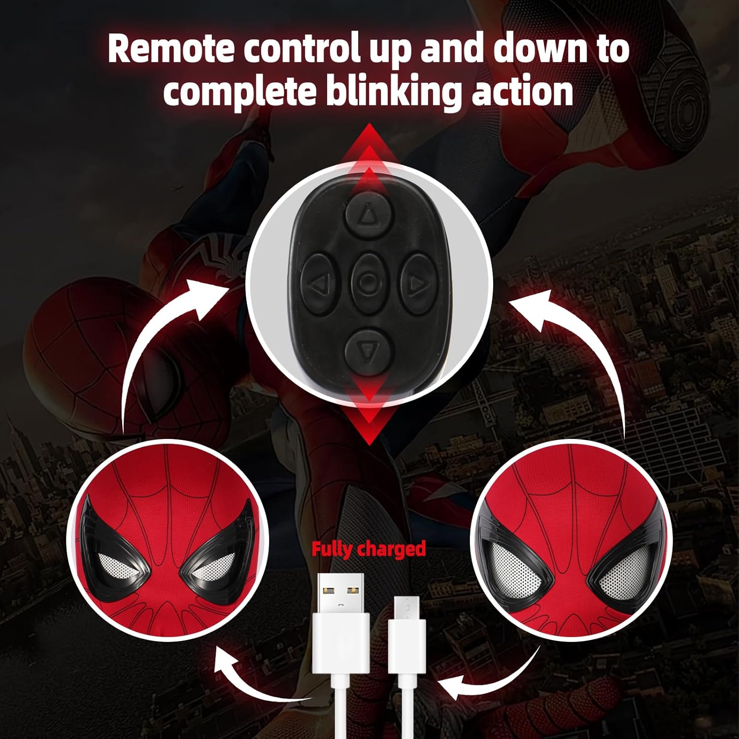 Spider Superhero Dynamic Mask - Remote LED Light & Moving Mech Eyes for Immersive Hero Experience, Nice Choice for Superhero Fans