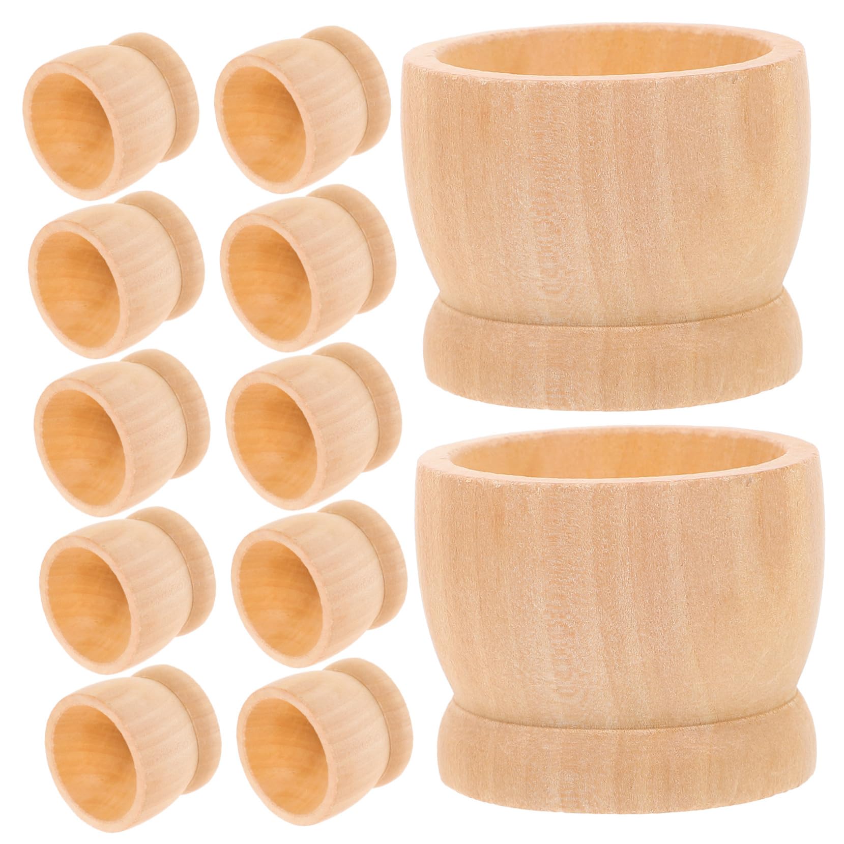 COHEALI 15pcs Easter Eggs Cup Holder Egg Bases Eggs Holding Stand DIY Unfinished Eggs Holder DIY Blank Egg Stand Creative Eggs Cup Children DIY Egg Cup Breakfast Egg Holder DIY Supply Wood