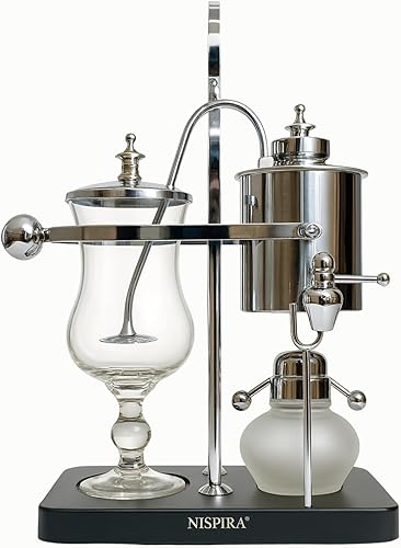 Miniatura 6 de Nispira Cafetera de sifón de sifón belga belga belga con equilibrio familiar real, sistema de preparación al vacío, clásico, retro, lujoso,