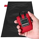 Odoland Beach Blanket Picnic Blanket, 43.3 x 27.5 SandProof Waterproof Outdoor Pocket Blanket with Portable Bag, Foldable Lightweight Sand Free Beach Mat for 1 People Hiking, Camping, Travel, Black