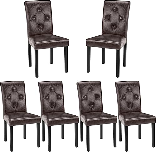 Miniatura 8 de VECELO Upholstered Dining Chairs Set of 2, Modern Fabric and Solid Wood Legs & High Back for Kitchen/Living Room- Beige