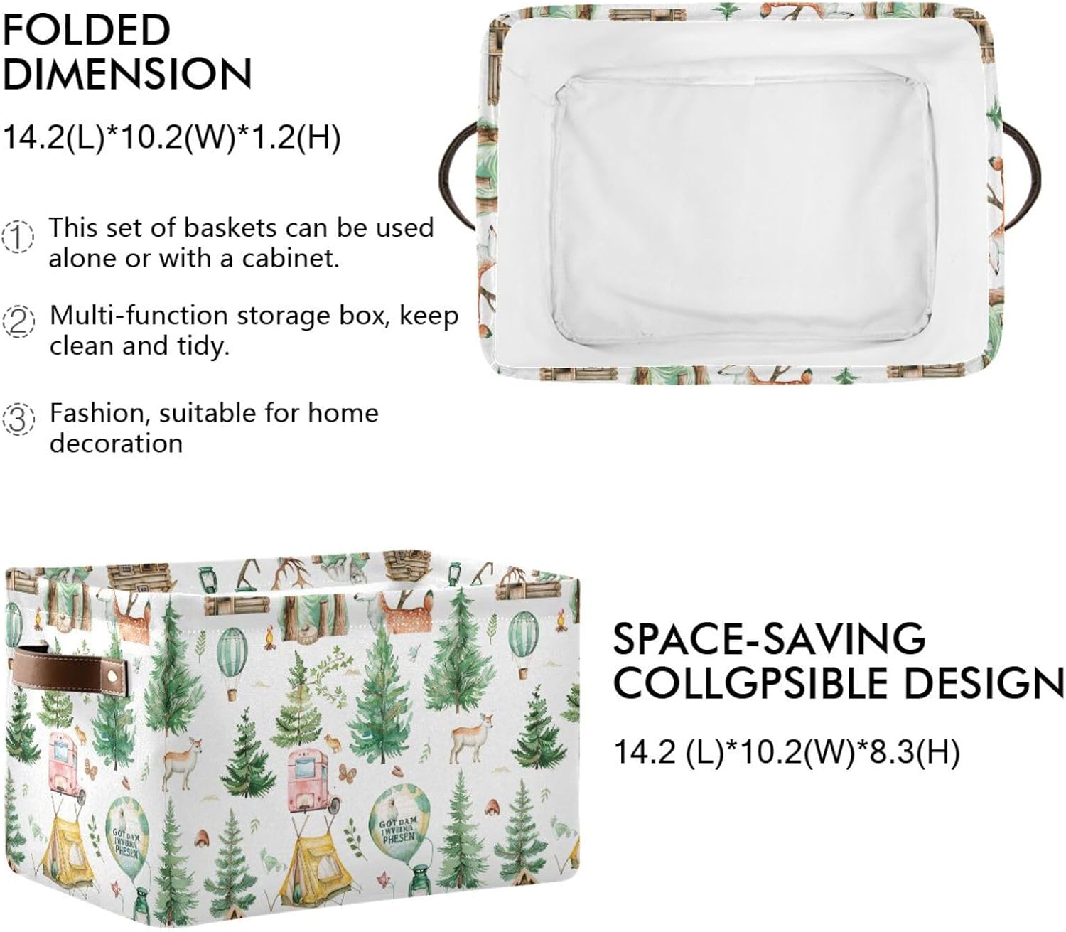 Watercolor Forest Camping Storage Basket image 3