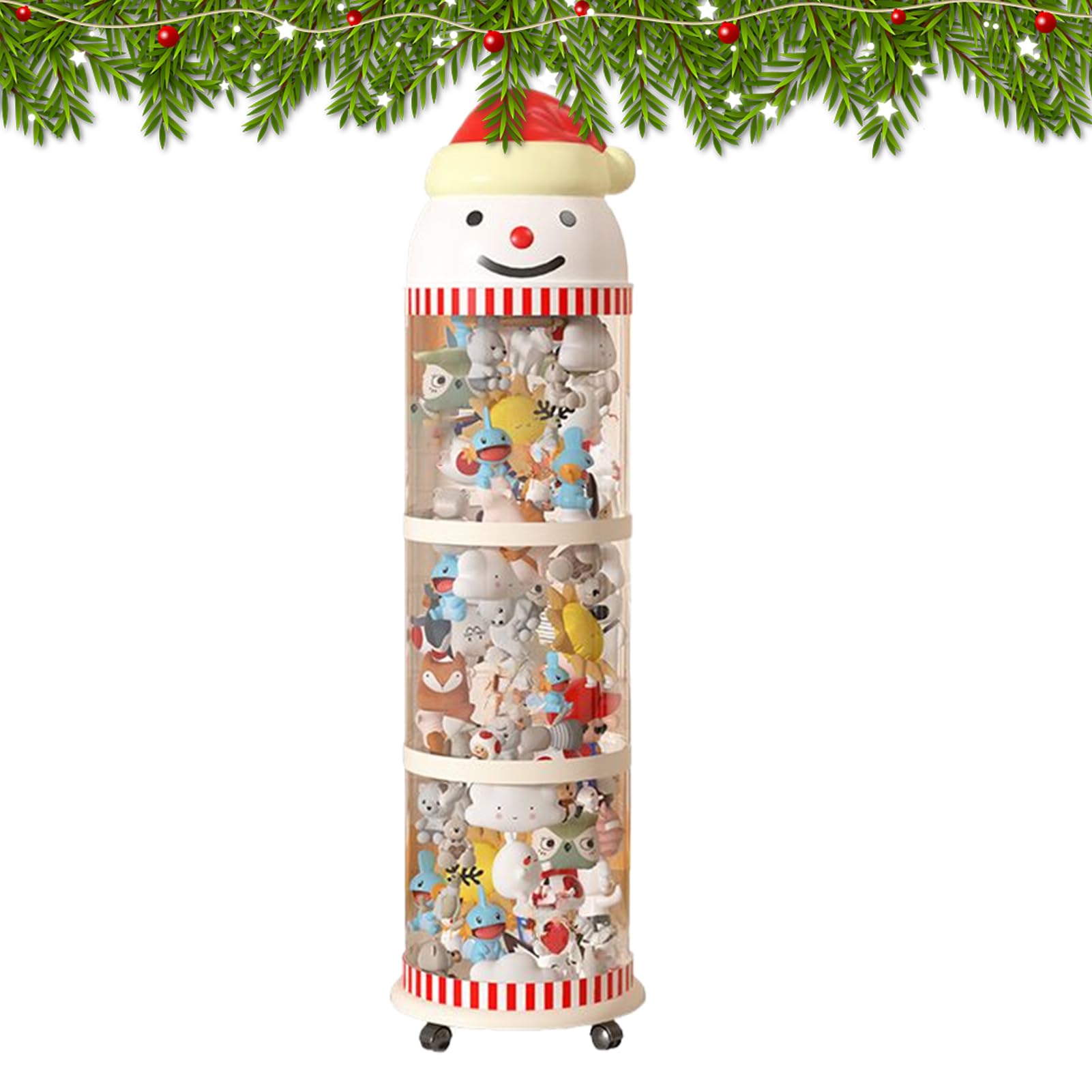 Organizador de Peluches - Cubo De Exhibición Transparente En Forma De | Muñeco De Nieve Para Peluches,Organizador Para Juguetes Con Ruedas | para Cuarto de Bebé, Sala de Juegos, Habitación de Niños