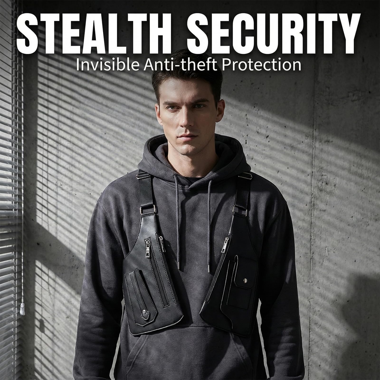 Shoulder Bag Homme, Sacoche en Cuir & Sac Anti-Vol sous Le Bras