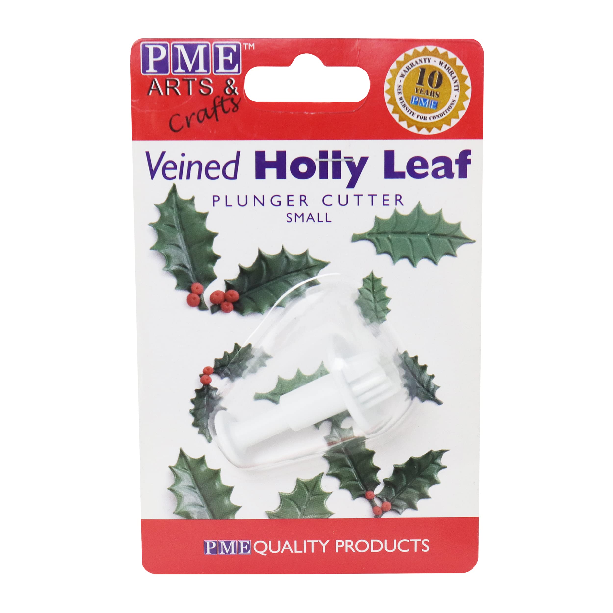 PME HL541 Veined Holly Leaf Plunger Cutter, Small Size , White