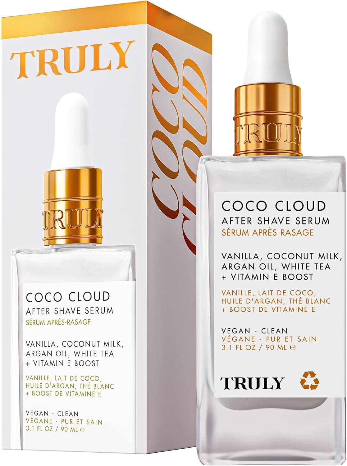 Truly Beauty Coco Cloud After Shave Serum – Alleviates Post Shave Dryness, Ingrowns with Argan Oil, Vanilla & Coconut – After Shave Oil for The Whole Body – 3 Fl Oz