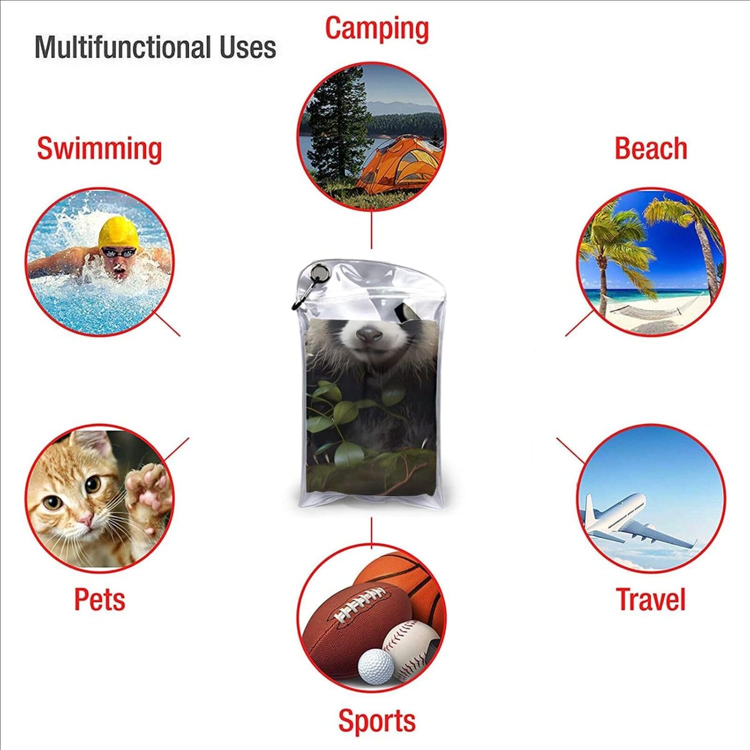 Horizontal Panda Cubs in the Forest 27.5"x55" Printed Towel - Outdoor Hiking/Business Trip Gift - Multifunctional Bath Towel