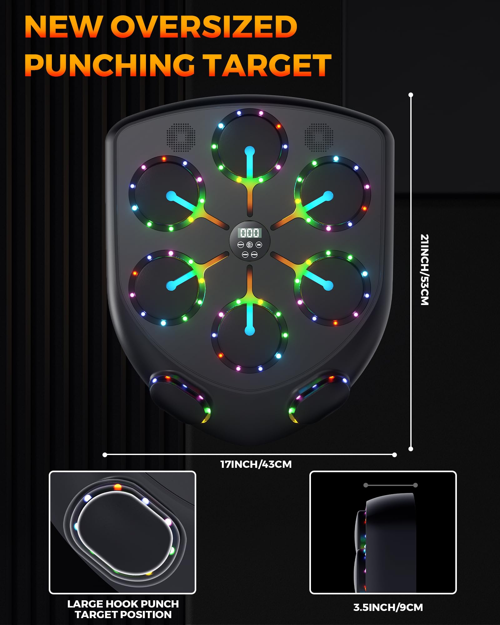 Machine de Boxe Musicale, 2025 Nouvelle LED Boxe Mural Musique avec Gants de Boxe, Mode Bluetooth, 9 Modes de Vitesse et d'entraînement, Mode de Comptage, Music Boxing Machine pour Adultes