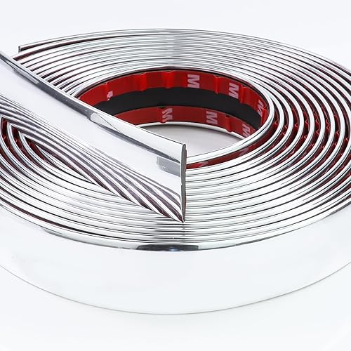 Miniatura 2 de Moldura cromada de 16 pies para automóvil, 12 pulgadas de ancho, cuerpo lateral automotriz, tira cromada (autoadhesiva), a prueba de arañazos,