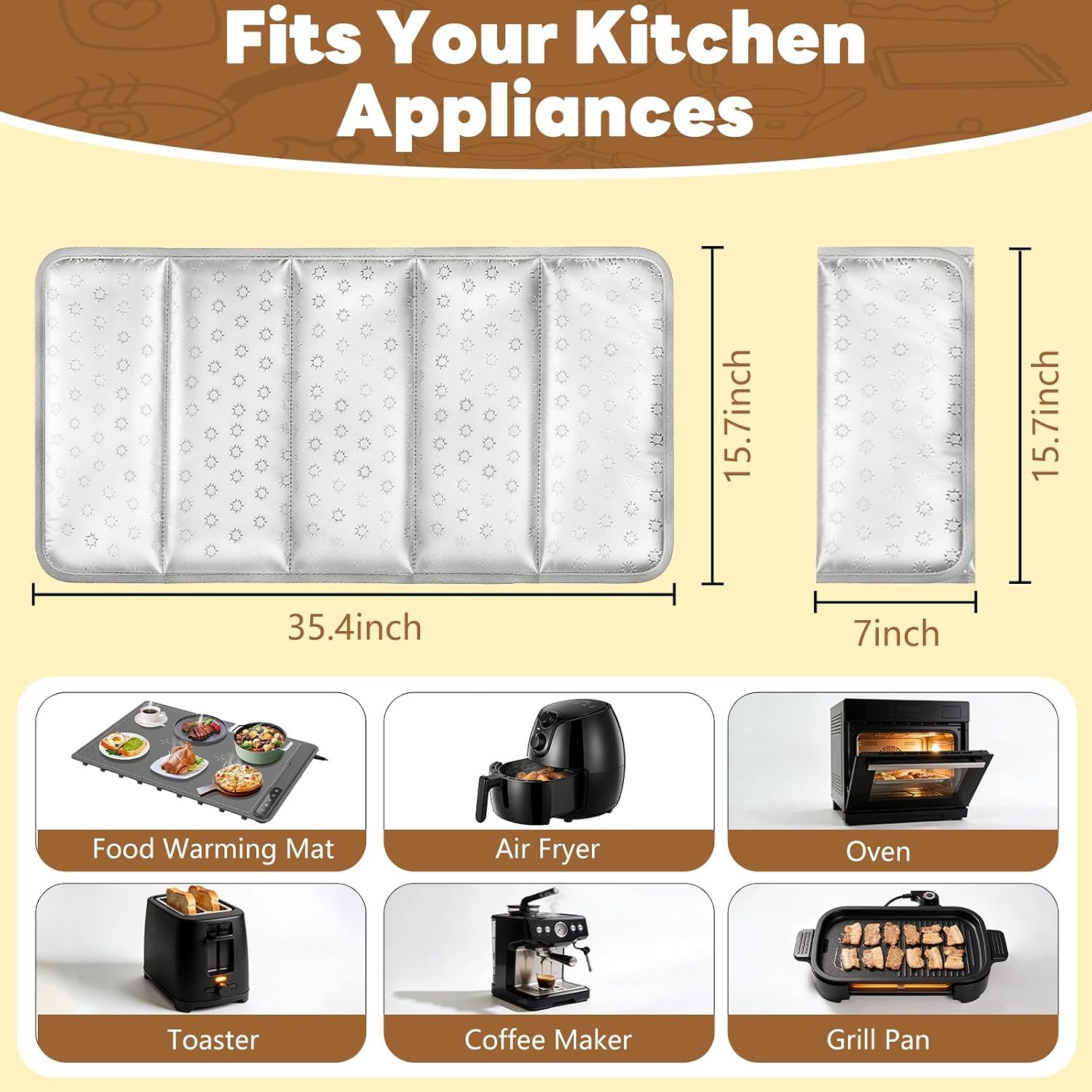 Heat Resistant Mat for Countertop, 35.4×15.7 in Heat Proof Pad for Air Fryer & Oven, Foldable Countertop Protector, Waterproof Insulation Pad for Food Warming Mats image 2