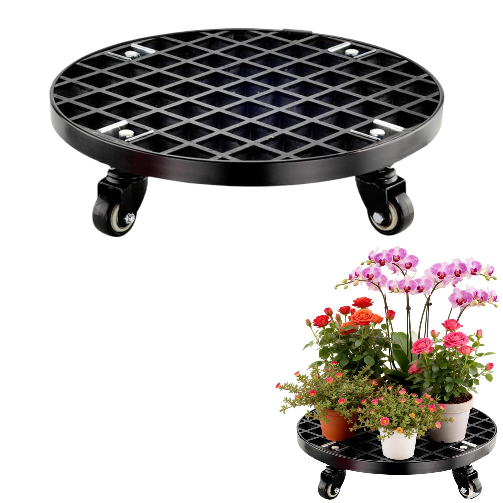 ASerZenith Heavyduty Rolling Plant Caddy With Wheels 40Cm Black Flower Pot Stand For Outdoor Patio Garden Yard Balconydurable Saucer Mover,67Cm