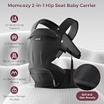 Momcozy Baby Carrier with Hip Seat, 2-in-1 Forward-Facing Hands-Free Infant Carrier for Active Babies, Detachable All-Season Toddler Carrier up to 44lbs, Fits Waist Sizes up to 45 Inches, Black Adjustable,Black