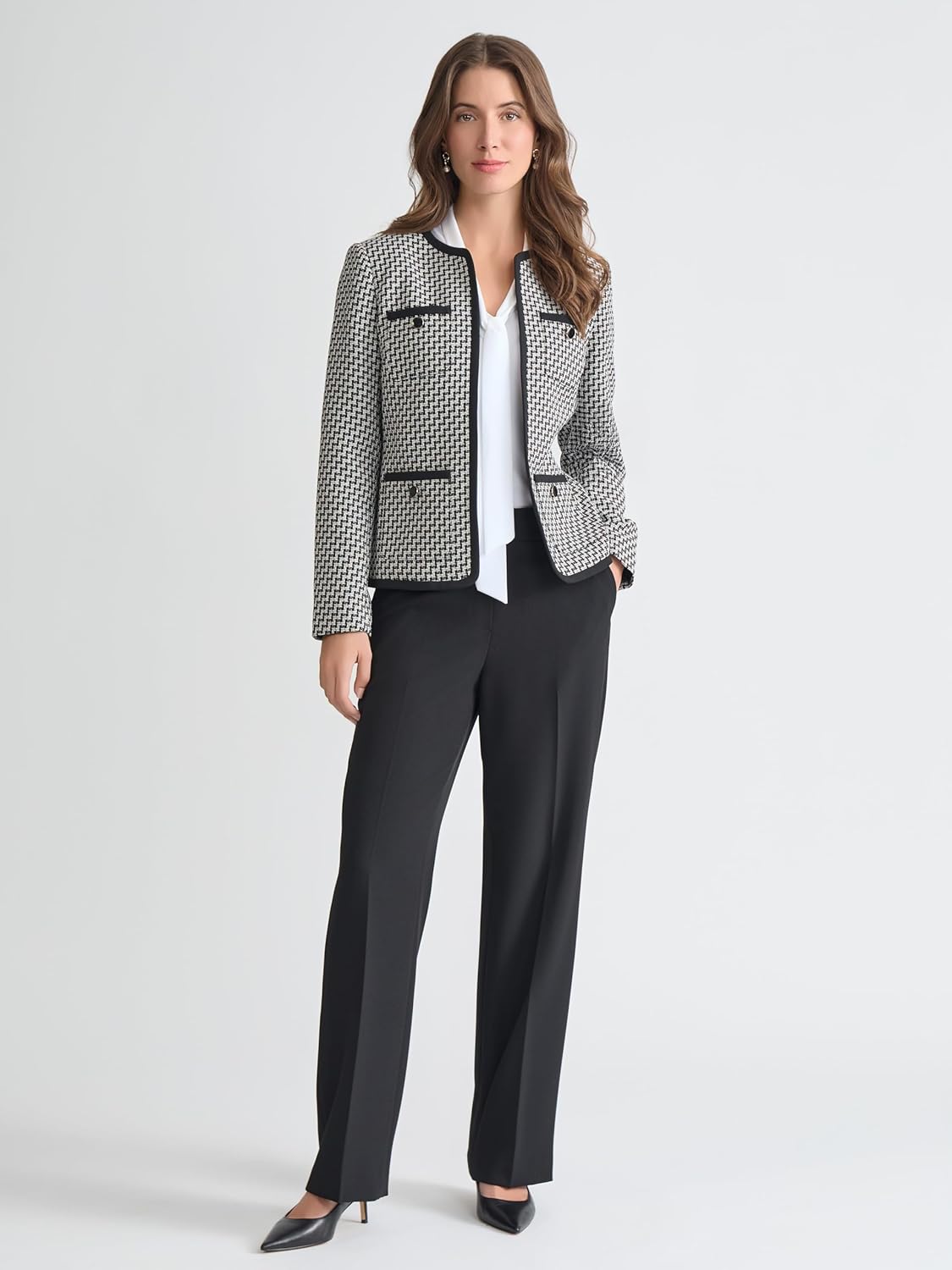 Kasper Womens Jacquard Four Pocket Blazer - Image 2