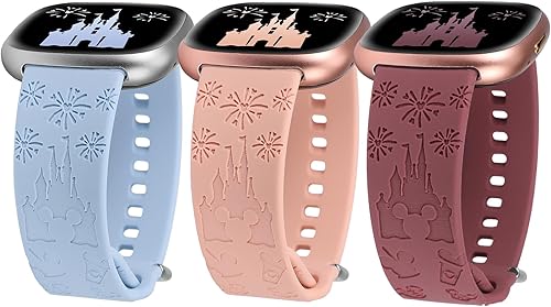Miniatura 6 de Paquete de 3 bandas grabadas de dibujos animados compatibles con Fitbit Versa 4 BandsFitbit Versa 3 BandsSenseSense 2 Band para mujer, bonita correa