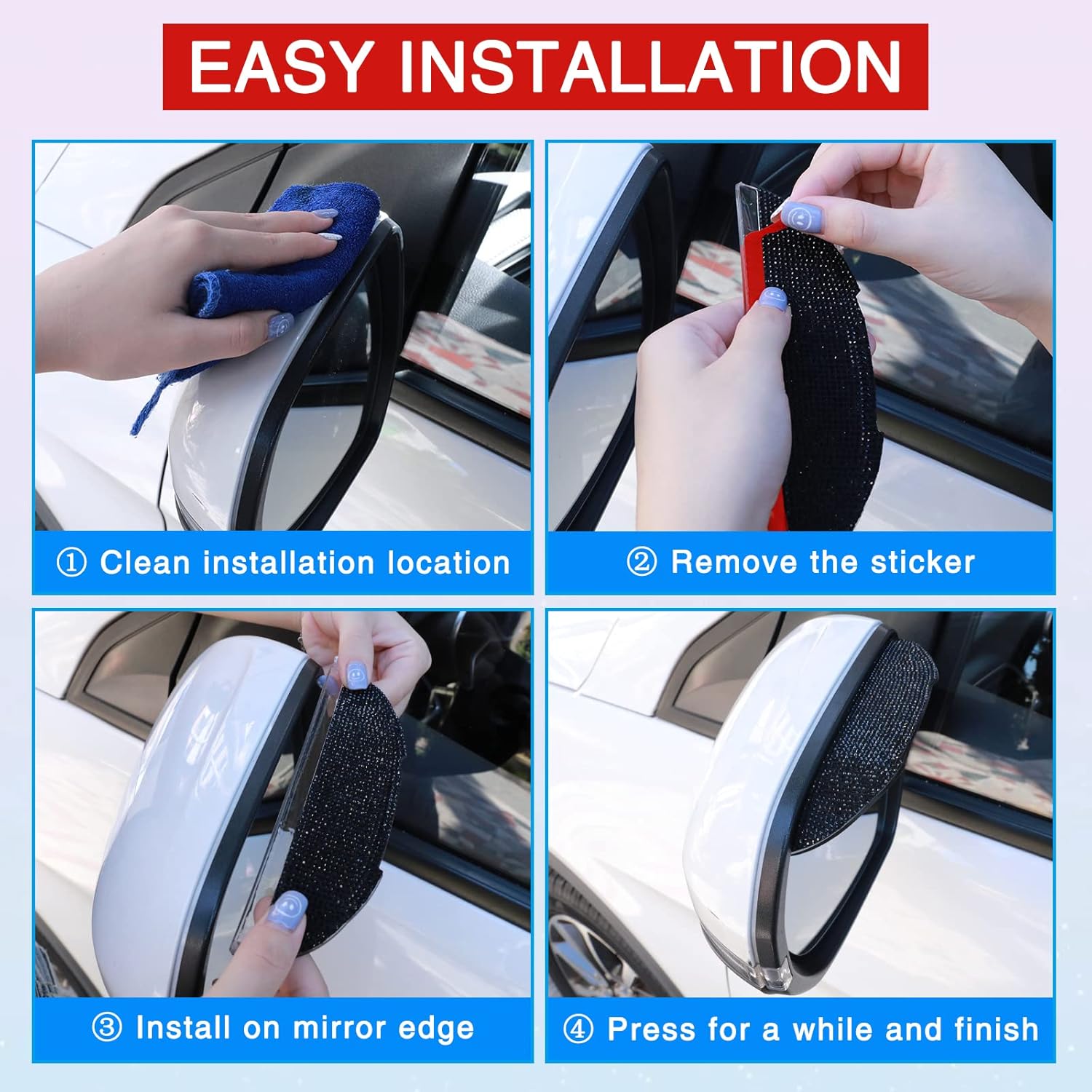 Tongze Bling Side Mirror Rain Guard: Gleaming Rhinestone Mirror Umbrella for Car Side Rear View Mirror, Side Mirror Rain Eyebrows Universal for Truck SUV, 2pcs Automotive Exterior Accessories : Automotive