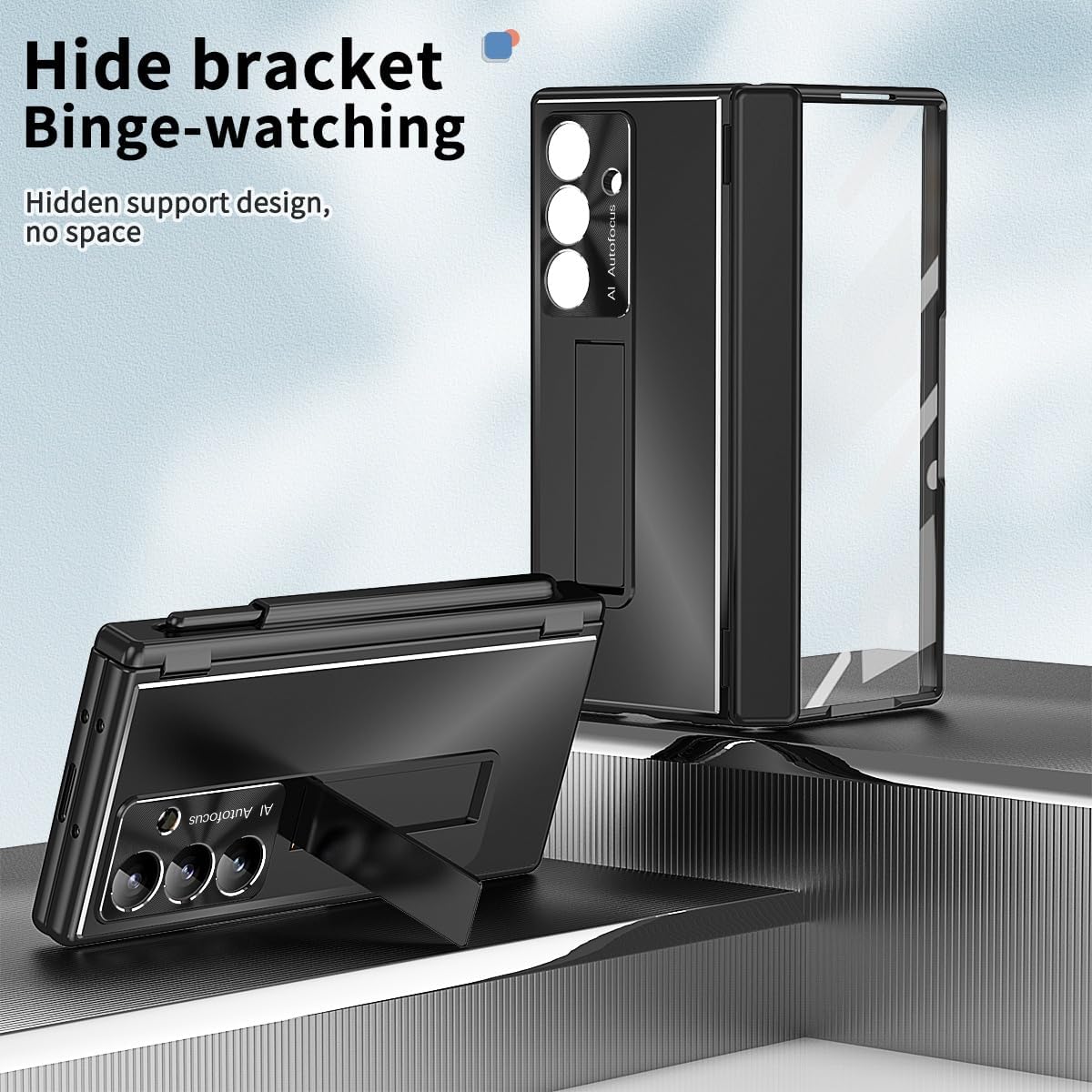 for Samsung Galaxy Z Fold 7 6 5 4 3 5G Case Aluminum Alloy Metal, Kickstand with 2 Hinges, A Pen,Glass Screen Protector, Camera Protect, Men Women Heavy Duty Case (Z Fold 4,Black)