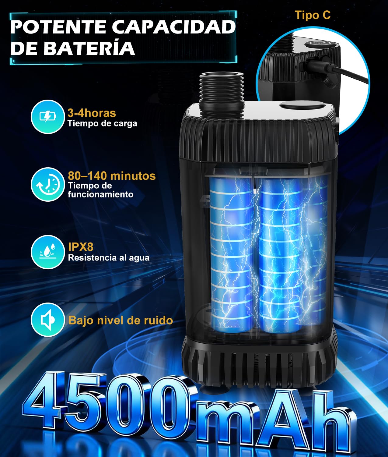 WADEO Ducha portátil para Camping 6000 mAh con Cubo Plegable de 20 l, Agua Caliente, Bomba Recargable de 5 velocidades con Pantalla LED, 4 Modos de Chorro para Caravana, Viaje, Coche, Mascotas