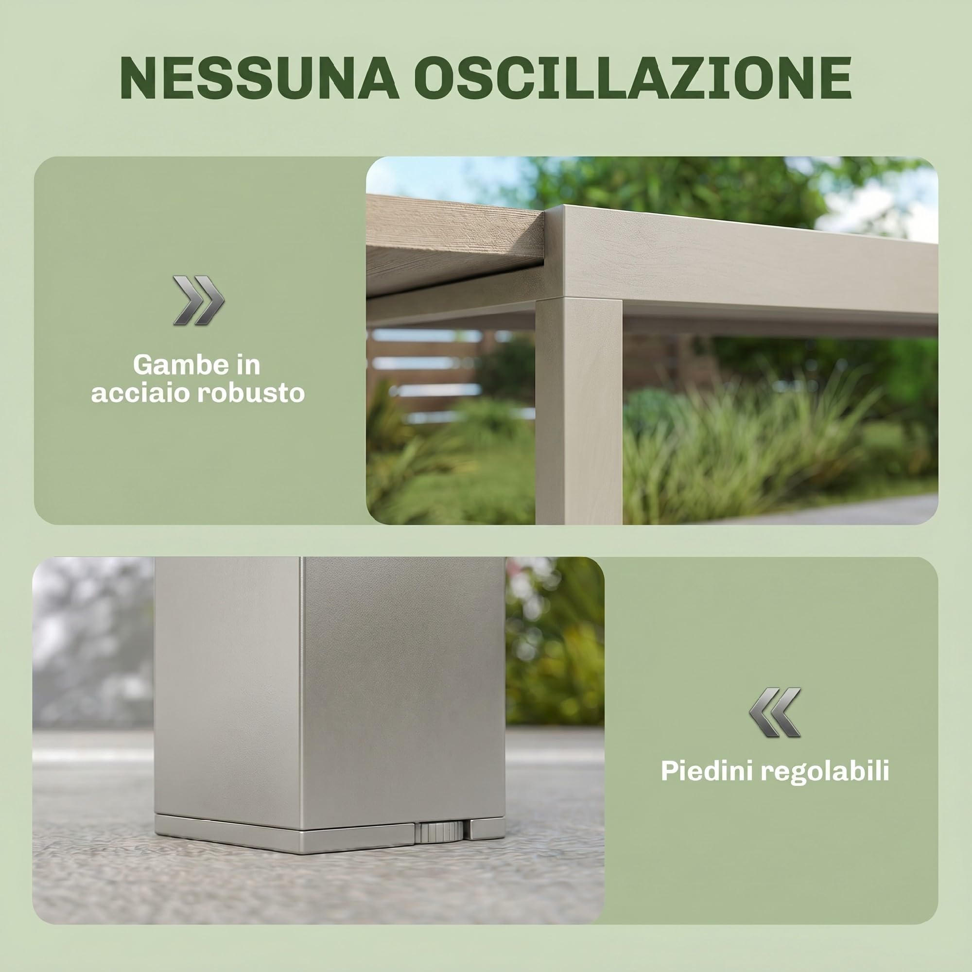 Outsunny Tavolo da Giardino Allungabile per 8-10 Persone, Piano Effetto Legno in Alluminio, Tavolo da Pranzo Estensibile per Esterno con Gambe in Acciaio, 154/214x85cm, Grigio Argento