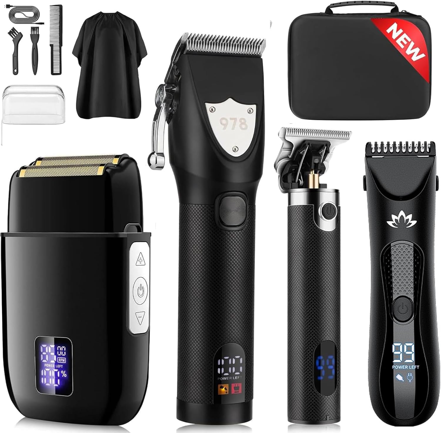 Suttik Professional Hair Clippers and Body Trimmers Set,Cordless Barber Kit Hair Cutting Kit with Travel Case Barber Clippers Set Professioal for Men