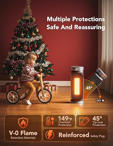 Miniatura 3 de Calentadores de espacio de 1500 W para uso en interiores, calentador eléctrico de cerámica PTC con control remoto, temporizador de 24 horas