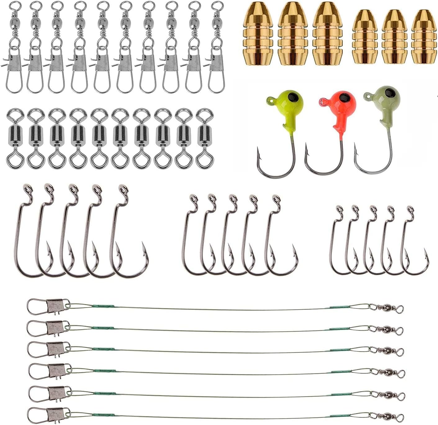 PLUSINNO 102Pcs Fishing Lures Baits Tackle, Fishing Net Fish Landing Net 12"/31cm Hoop Size (Fixed Pole)