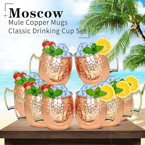 Miniatura 6 de Moscow Mule - Juego de 8 tazas de acero inoxidable chapadas en cobre de 18 onzas, para bebidas frías (8 piezas)