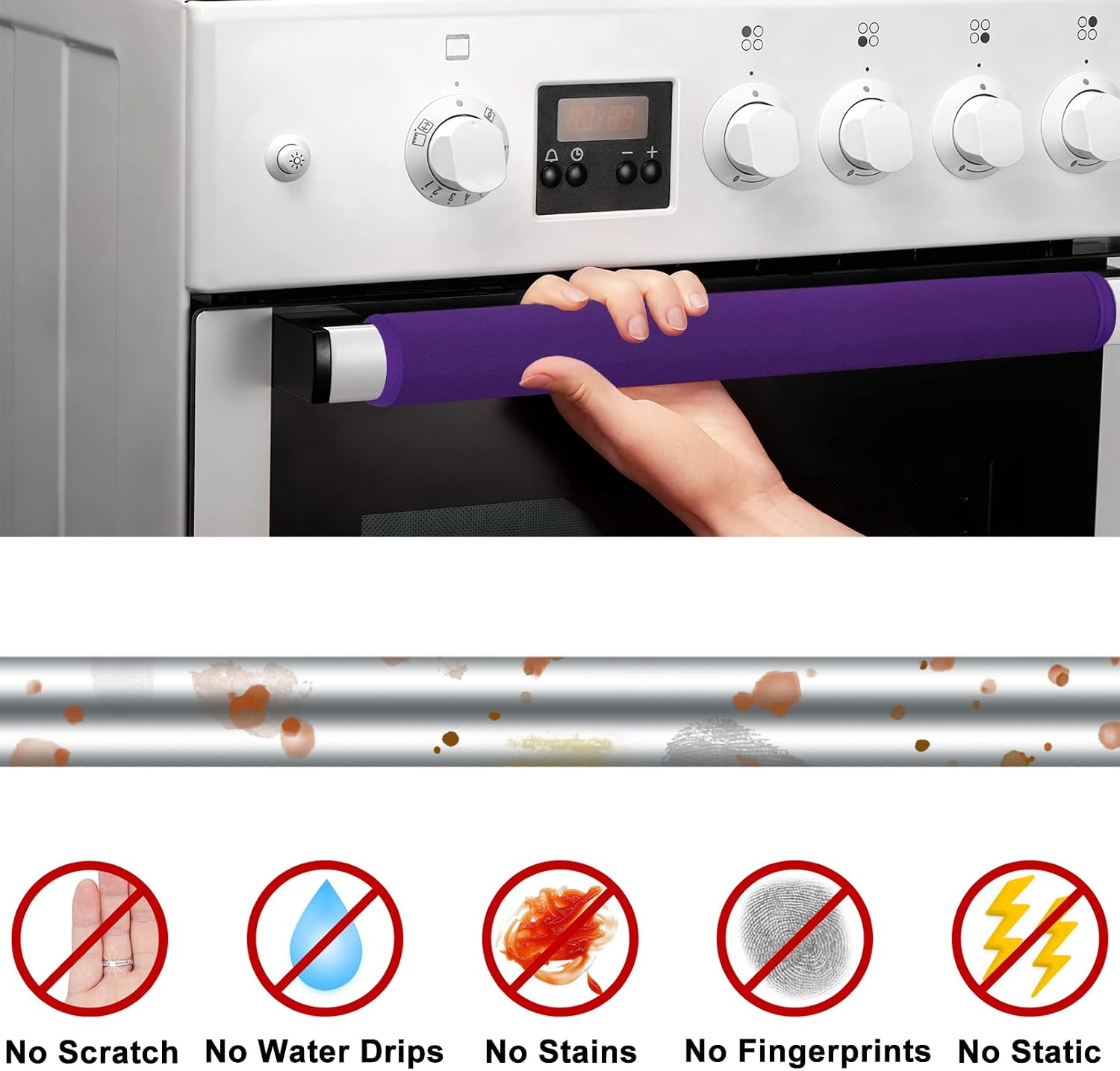 7Pcs Refrigerator Door Handle Cover Washable Kitchen Appliance Decor Handles Fridge Oven Microwave Dishwasher Antiskid Protector, Keep Off Fingerprints Food Stains