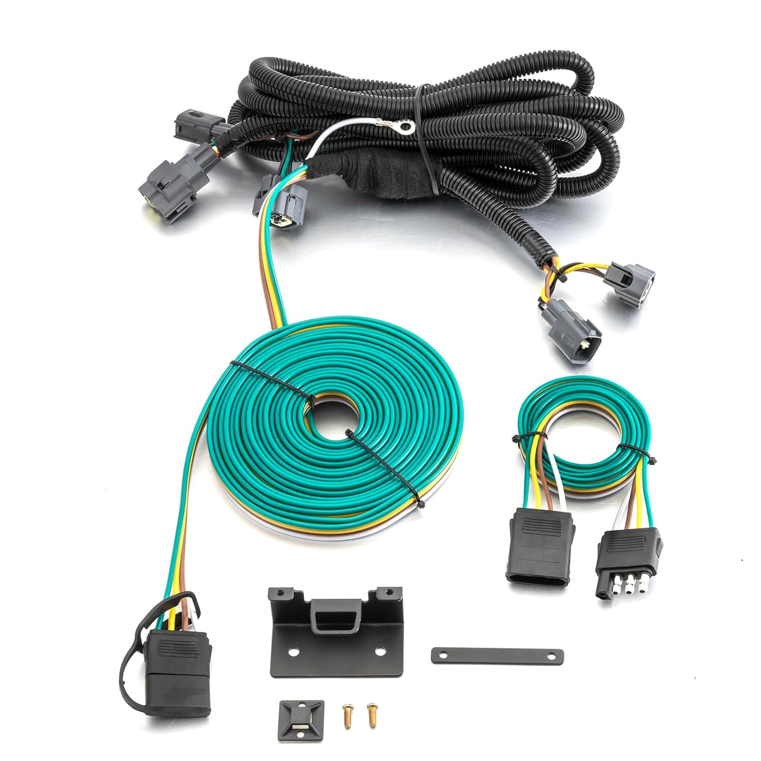 Wsays Custom Towed-Vehicle RV Trailer Wiring Harness with Plug & Play Connector, Standard 4-Flat Compatible with Jeep Wrangler TJ 1998-2006