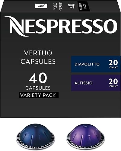 Nespresso Capsules Vertuo, Espresso Bold Variety Pack, Medium and Dark Roast Espresso Coffee, 40-Count Espresso Pods, Brews 1.35oz.