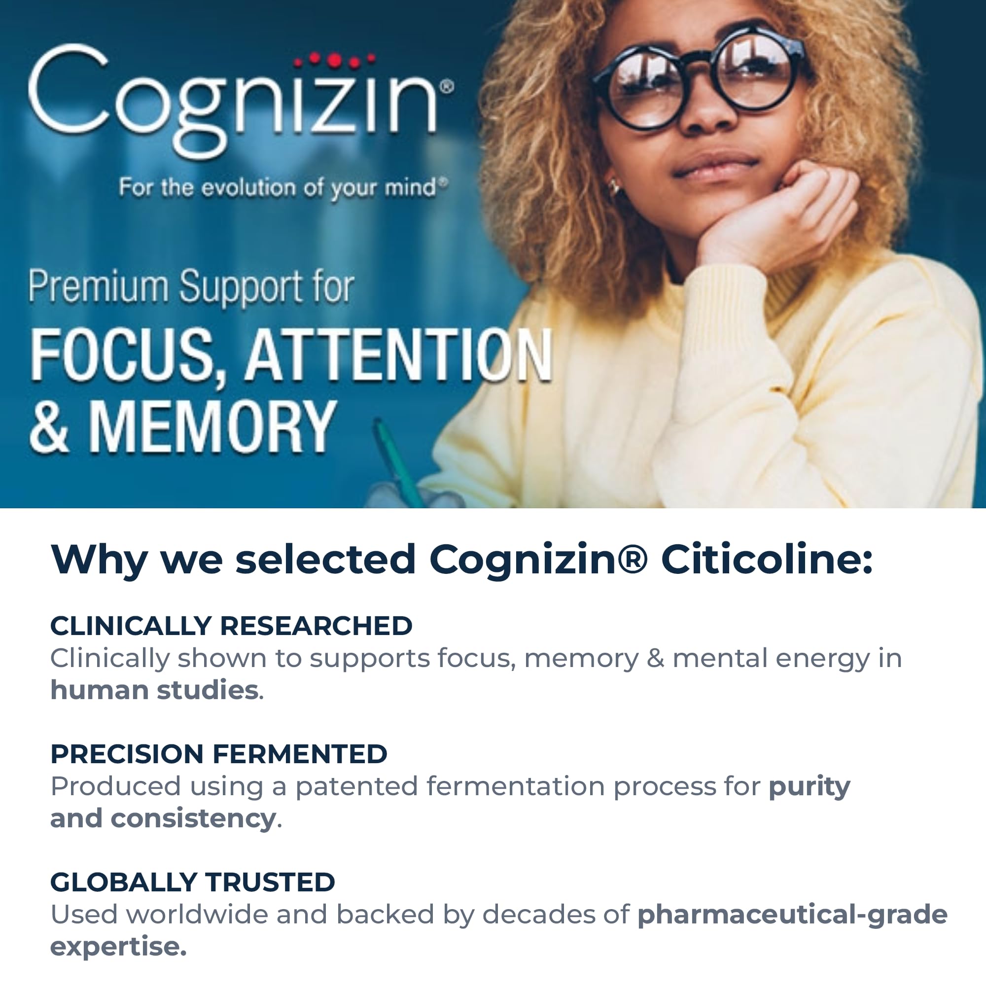 Cognizin® Citicoline 500mg Capsules – CDP Choline Brain Supplement for Focus, Memory & Mental Clarity – Full Dose in 1 Capsule, No Fillers, Vegan, Non-GMO – 60 Count — Amazon image 4