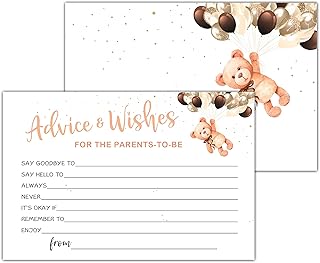 Little Bear Advice And Wishes Cards For The Parents-To-Be, Baby Advice Cards For New Parents, Baby Shower Party Game,Decorations Party Supply，25 Cards(bb012-JYK 005)