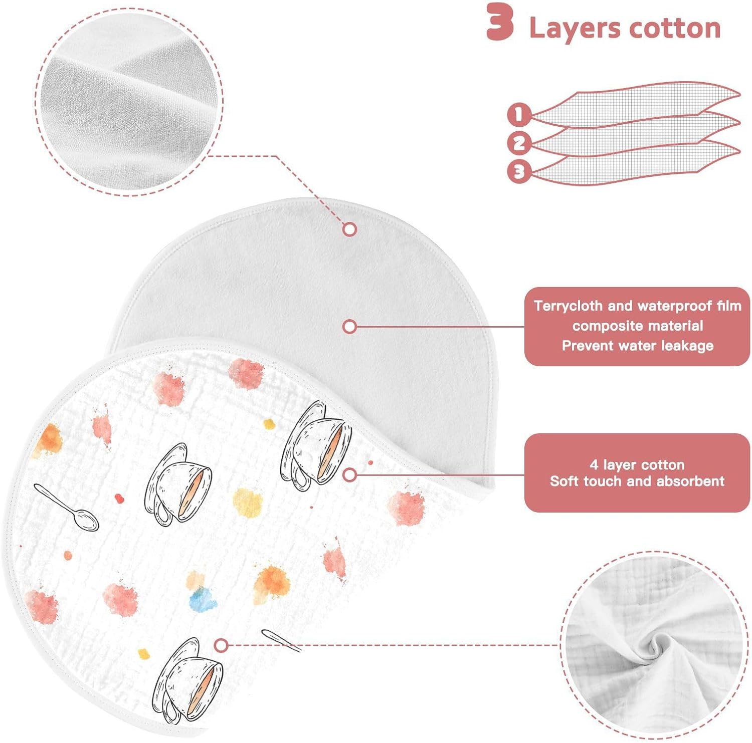 vvfelixl Hand-Drawn Coffee Burp Cloths for Baby Boy Girls Baby Washcloths Burp Rags 1 Pack