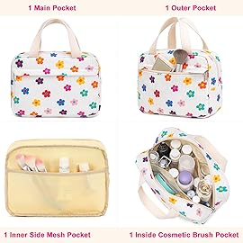 Makeup Bag for Women Girls Cute Corduroy Travel Cosmetic Tote Large Make Up Organizer Toiletry Bags Zipper Pouch Purse
