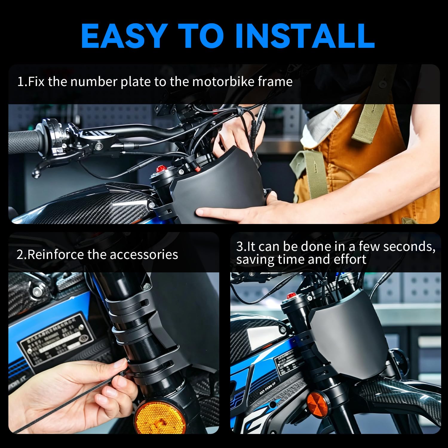 Motorrad Nummernschild,Kennzeichenhalter Motorrad Vorne Nummernschild Halterung für Surron Light Bee/Talaria Sting/X160 X260/Eride Pro S SS SR Ebike Minibikes Schwarz